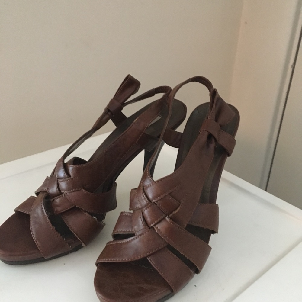 Brown leather heels